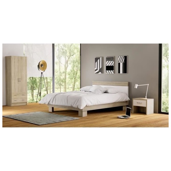 DEMEYERE Armoire - Décor chene brossé - 2 portes et 2 tiroirs - Clas