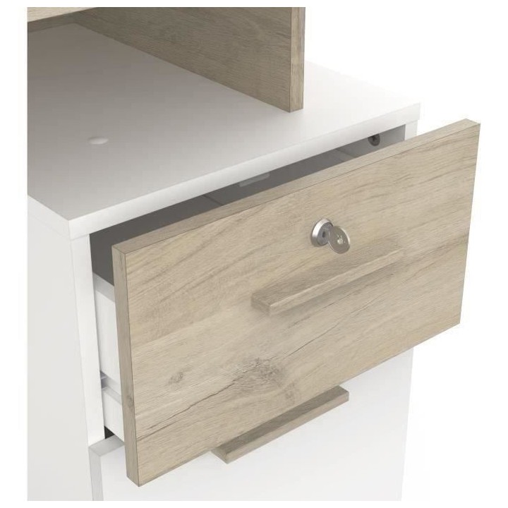 Bureau avec rangements - PLATON - Chene / blanc mat - L134,8 x P55 x H