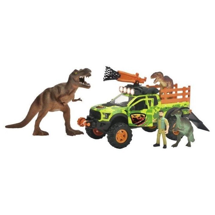 Dickie - Chasseur de dinosaures - Véhicule + Treuil + figurine articu