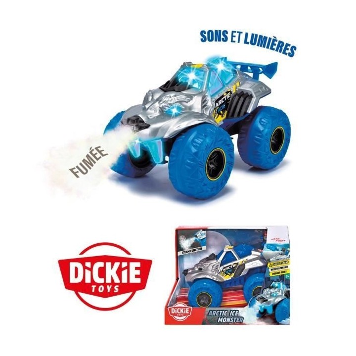 Dickie - Monster Arctic Ice -Véhicule 25cm - Fonction fumée - Sons e