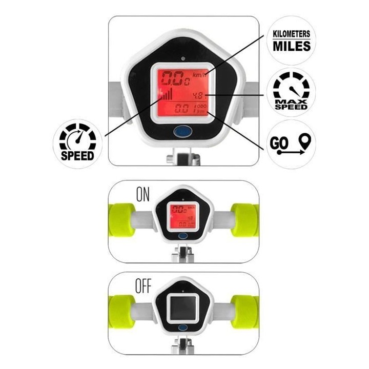 Trottinette pliable avec compteur de vitesse - bleu - Skids Control