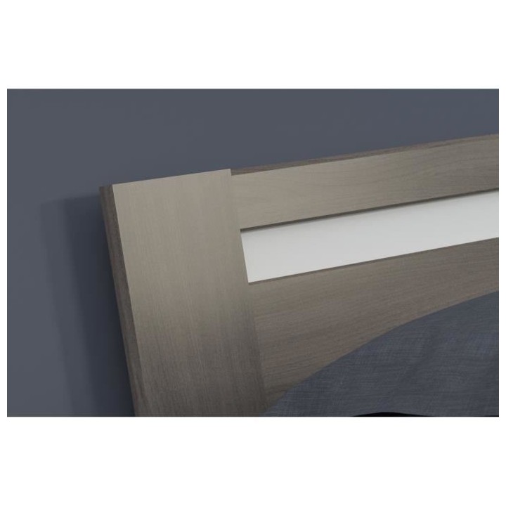 PARISOT Lit adulte avec tiroir - Contemporain - Décor noyer silver -