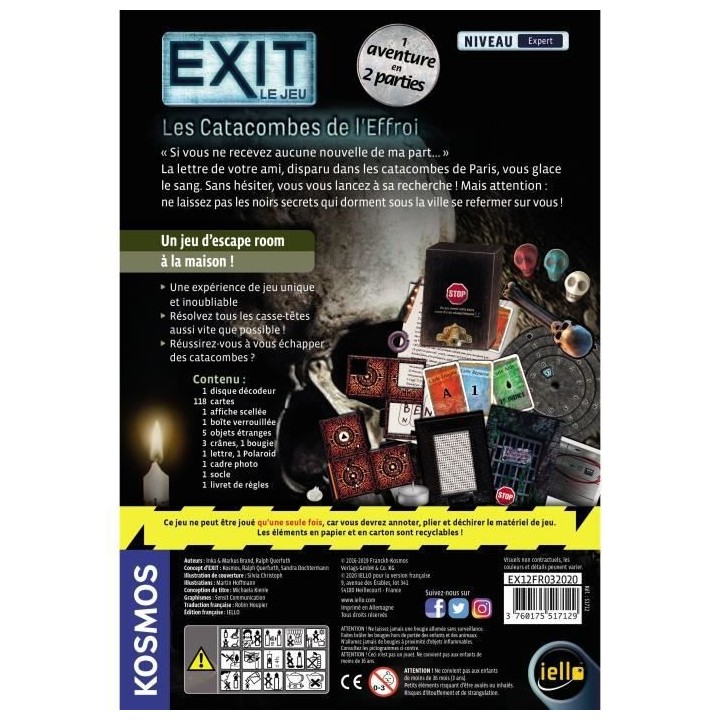 Exit : le jeu - Les Catacombes de l'Effroi - Jeu de société - Escape