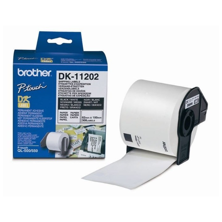 Etiquettes d'expédition Brother P-TOUCH DK-11202 - 62x100mm - 300 ét