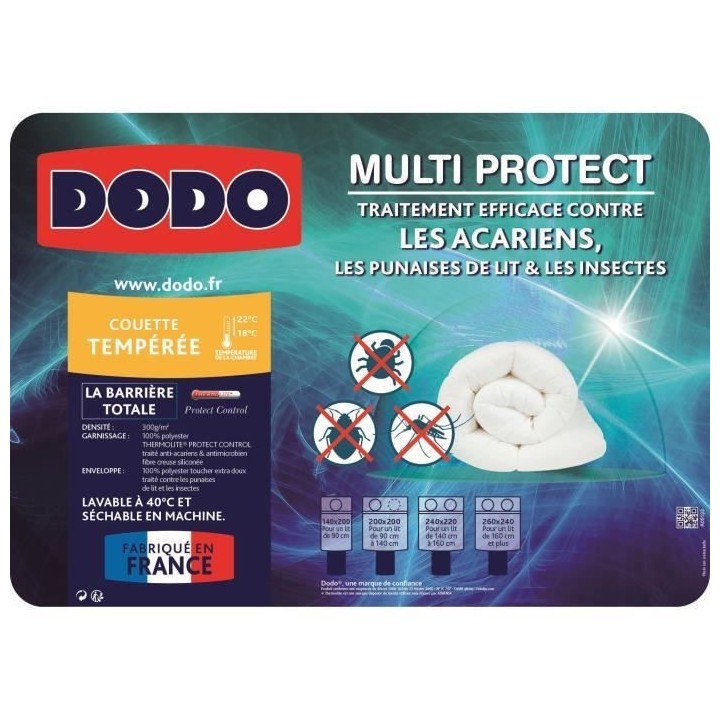 DODO Couette tempérée MULTIPROTECT - 140 x 200 cm