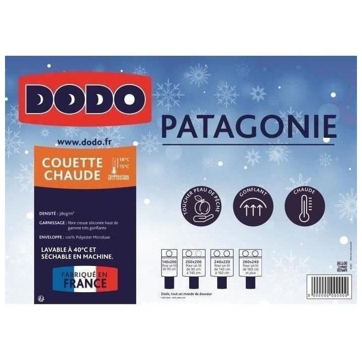 DODO Couette chaude Patagonie blanc - 200x200 cm