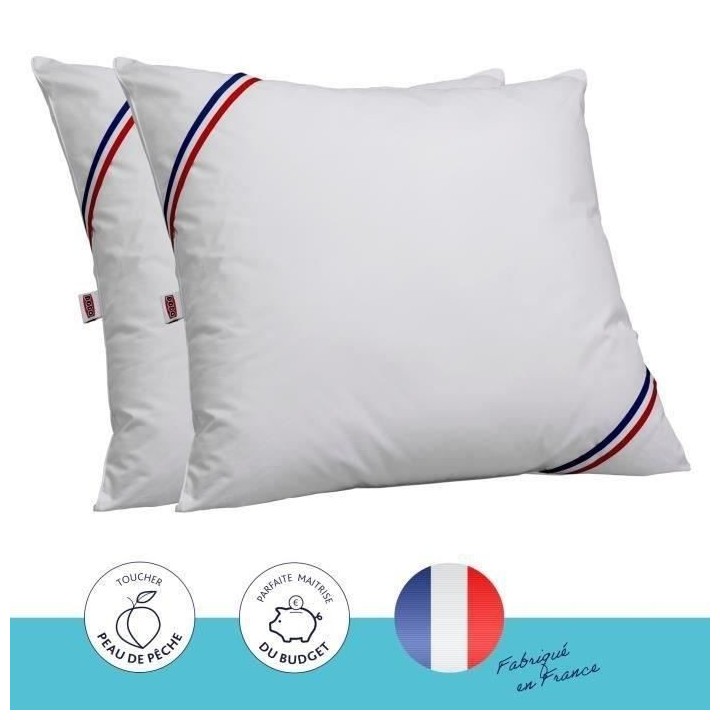 DODO Lot de 2 oreillers Tendance - 60 x 60 cm - Garnissage 100% Polyes