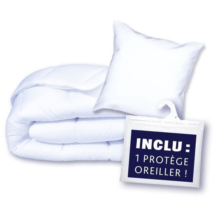 Pack Protection : Couette 140x200 cm + Taie d'oreiller + 1 Protege ore