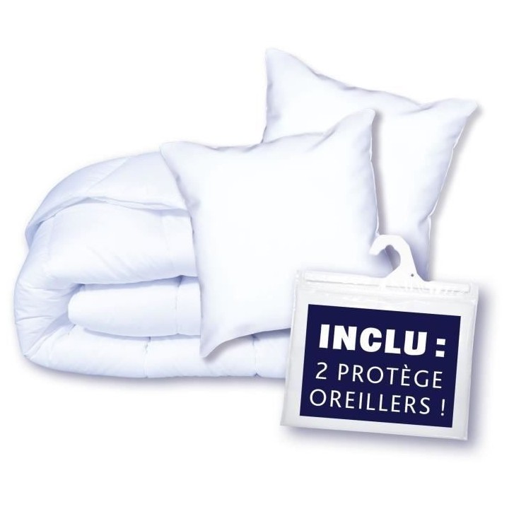 Pack couette 220x240 cm + 2 oreillers 60x60 cm + 2 proteges oreillers