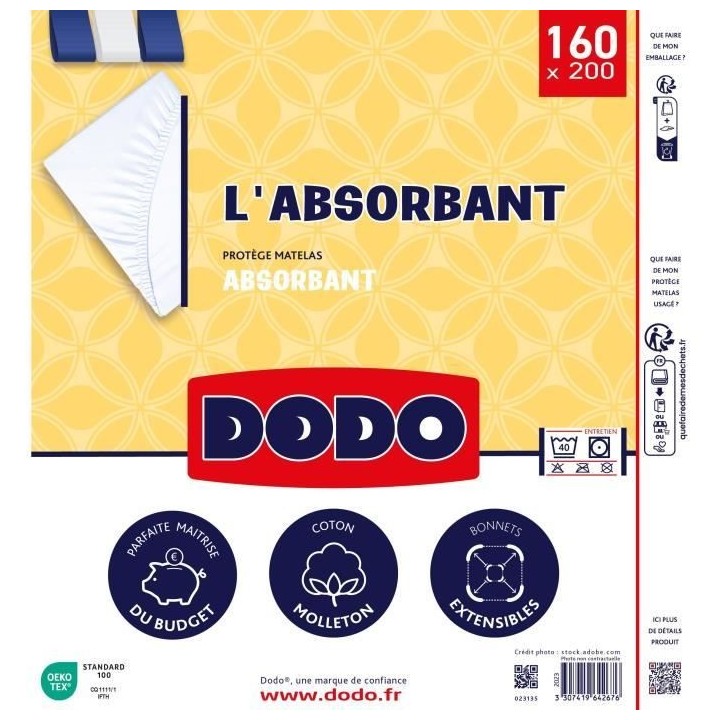 Protege matelas absorbant - 160x200 cm - Polyester