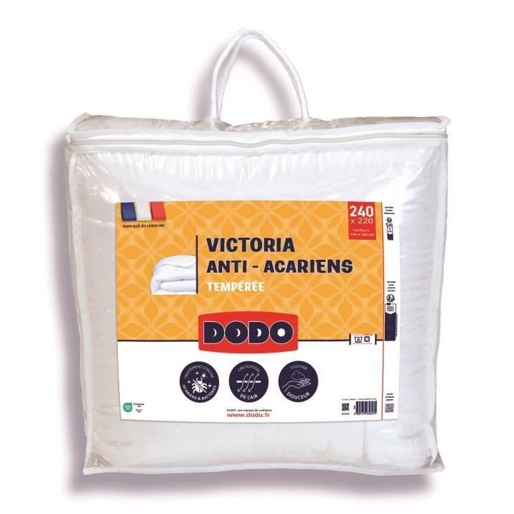 DODO Couette tempérée 300gr/m² anti-acarians VICTORIA 220x240 cm bl