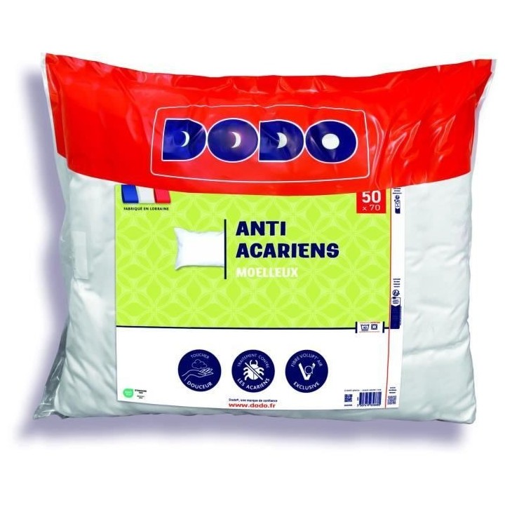 Oreiller anti-acariens 50x70 cm - 100% Polyester - DODO