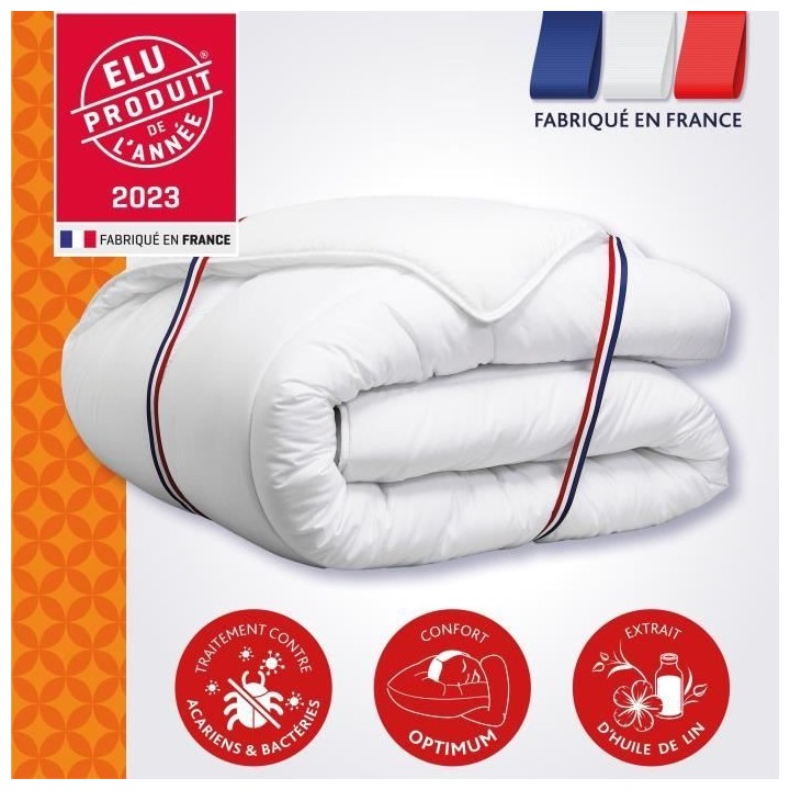 Couette 220x240 cm DODO CHAMPS DE LIN - Chaude - 450G/m² - Couette 2