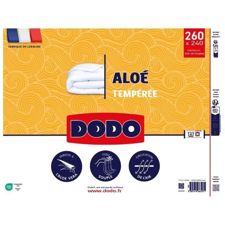 Couette 240x260 cm DODO ALoe - Tempérée - 300G/m² - Couette 2 perso