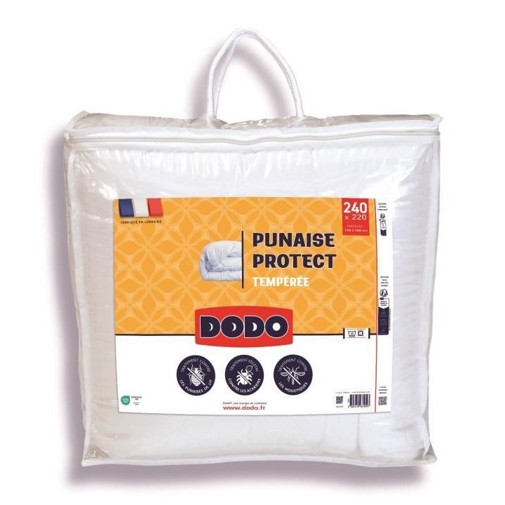 DODO Couette tempérée 300gr/m² 220x240 cm - Protection anti punaise