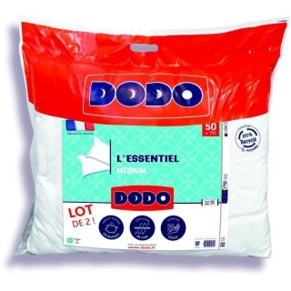 DODO Lot de 2 Oreillers Médium - L'ESSENTIEL - 50x70 cm - 100% Polyes