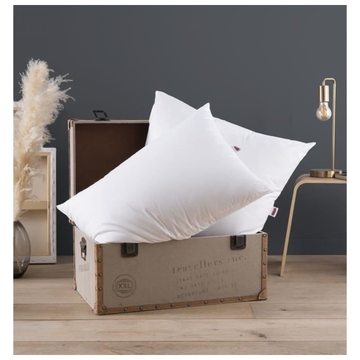 DODO Lot de 2 Oreillers Médium - L'ESSENTIEL - 50x70 cm - 100% Polyes