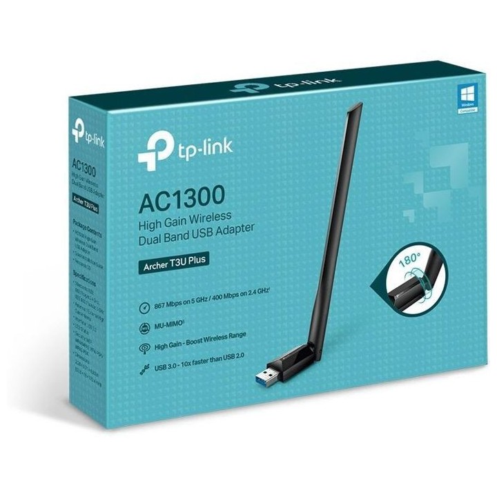 Clé WiFi AC1300 Mbps - TP-Link Archer T3U Plus - Antenne a gain élev