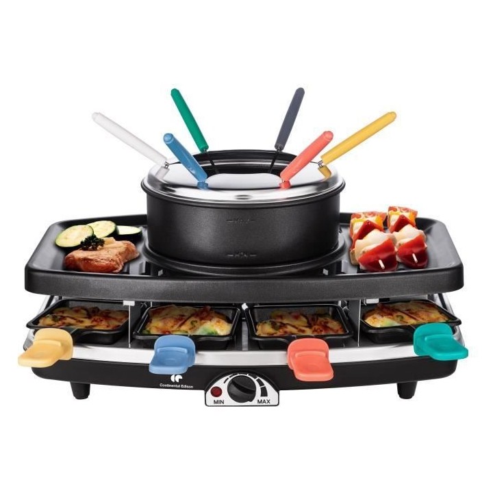 CONTINENTAL EDISON CERFG86B Appareil a raclette et fondue 8 personnes