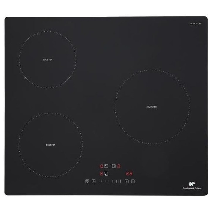 Plaque induction 3 foyers CONTINENTAL EDISON 6200W- 3 timers - 3 boost