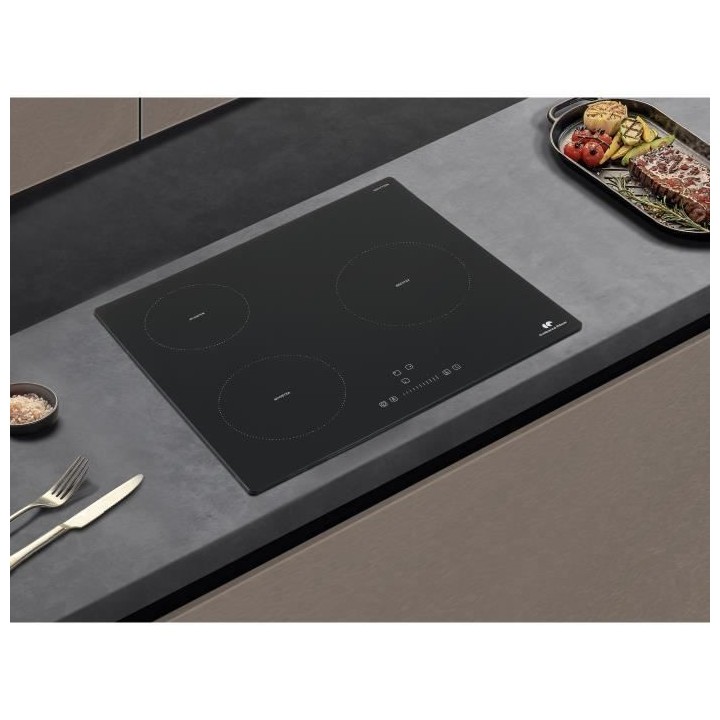 Plaque induction 3 foyers CONTINENTAL EDISON 6200W- 3 timers - 3 boost