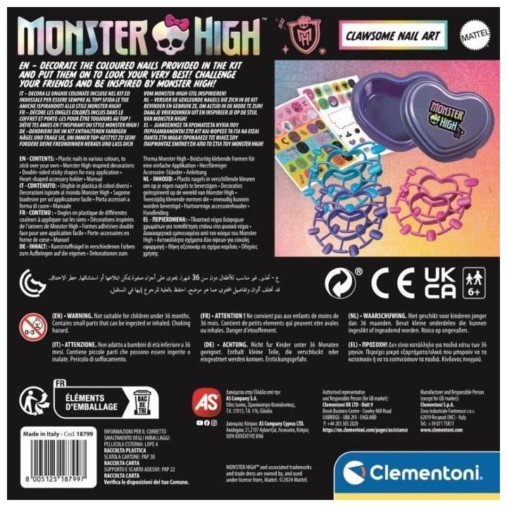 CLEMENTONI - Dark Nail Monster High - Faux ongles a décorer theme Mon