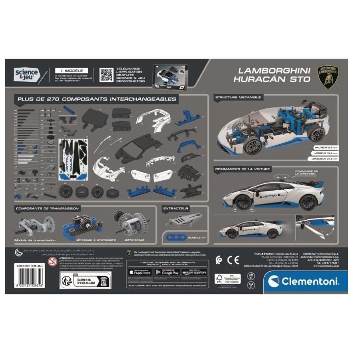 CLEMENTONI - Lamborghini Huracan STO a construire - Roues orientables