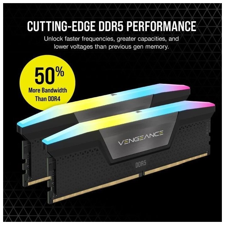 RAM - CORSAIR Vengeance RGB DDR5 - 32GB 2x16GB DIMM - 5200MHz - Unbuff