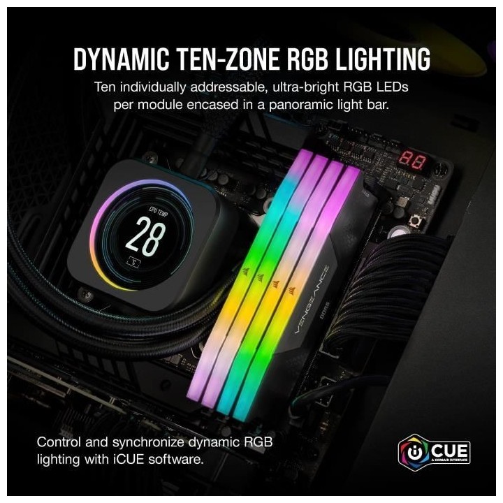 RAM - CORSAIR Vengeance RGB DDR5 - 32GB 2x16GB DIMM - 5200MHz - Unbuff