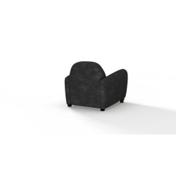 Fauteuil club IKAINEN - Tissu effet veilli noir - L 89 x P 81 x H 77 cm