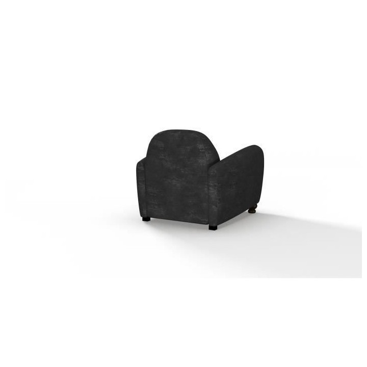 Fauteuil club IKAINEN - Tissu effet veilli noir - L 89 x P 81 x H 77 c