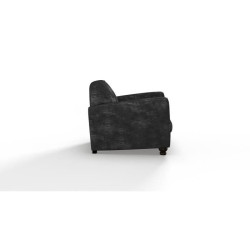 Fauteuil club IKAINEN - Tissu effet veilli noir - L 89 x P 81 x H 77 cm