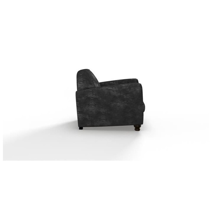 Fauteuil club IKAINEN - Tissu effet veilli noir - L 89 x P 81 x H 77 c