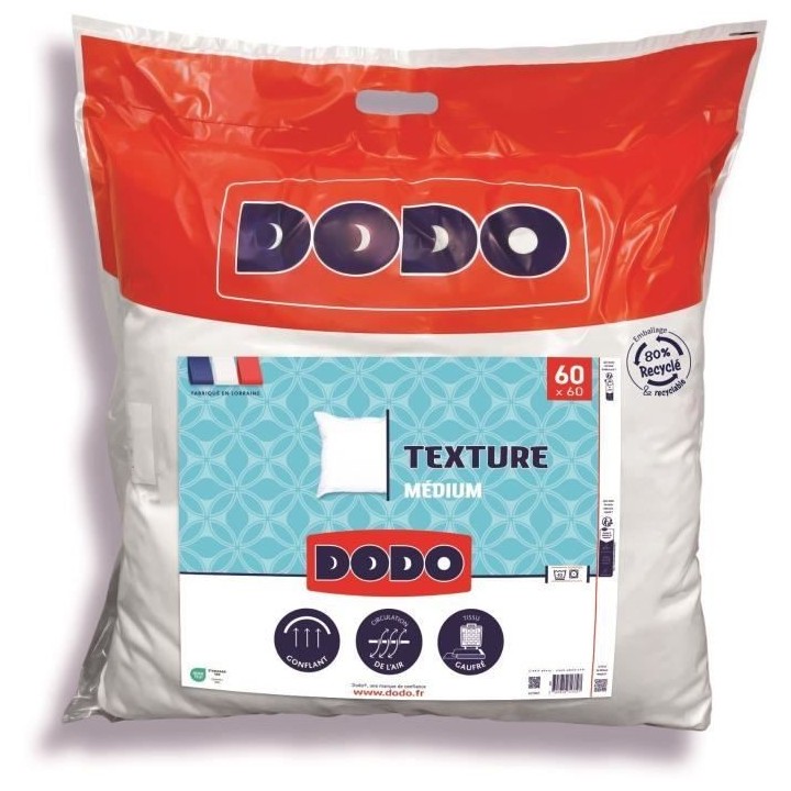 DODO - Oreiller TEXTURE - 60 x 60 cm - 100% Polyester VOLUPT'AIR - Bla
