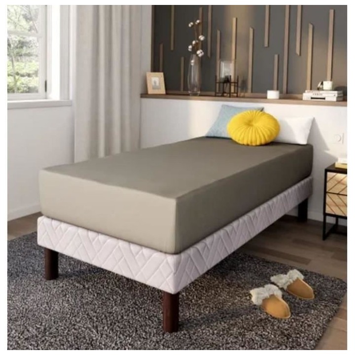 DRAP HOUSSE DODO - ANTIBACTERIENS - TAUPE - 90X190 cm - Bonnet 32 cm