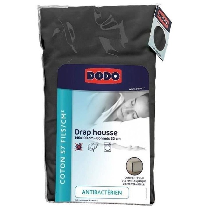 Drap housse DODO - 140x190 cm - Coton - Coutil 32 cm