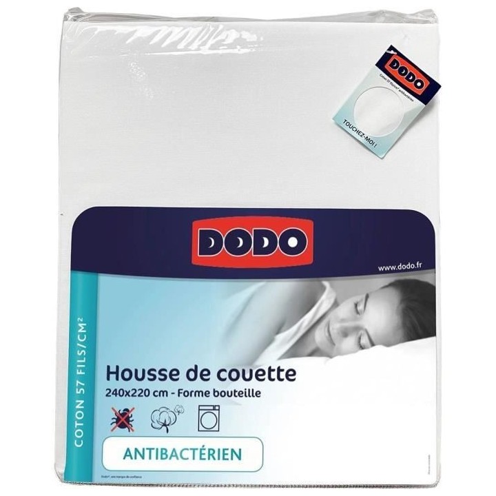 Housse de couette DODO - 240x220 cm - Coton - Antibactérien - Blanc