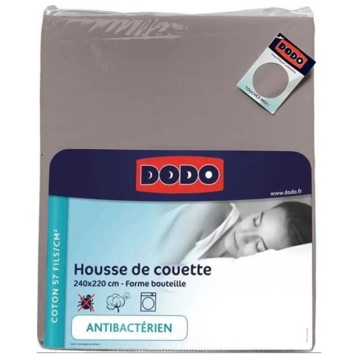 DODO - Housse de couette - 240x220 cm - Coton - Antibactérien - Taupe