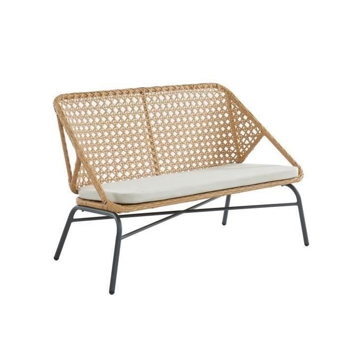 Salon de jardin en résine tressée imitation rotin 4 personnes ILBARI