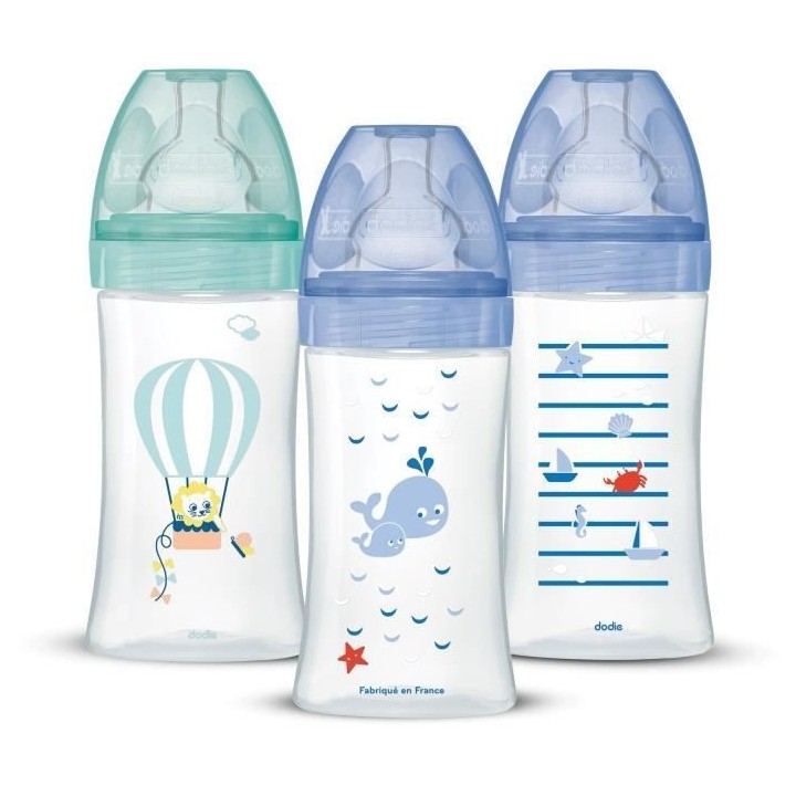 Lot de 3 Biberons Anti-Colique Sensation+ 270ml, 0-6 Mois, Tétine Pla