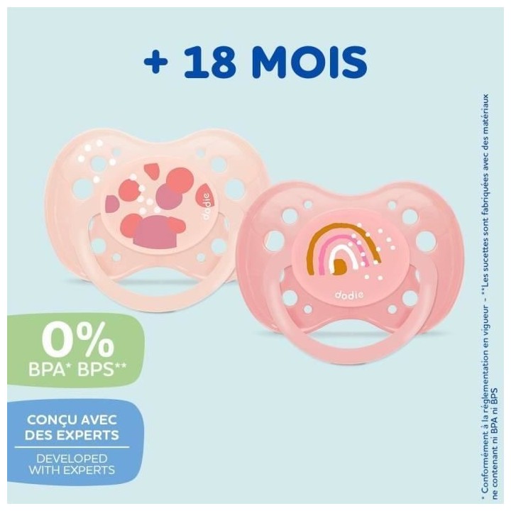 Lot de 6 sucettes - DODIE - +18 mois - Fille