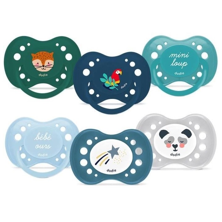 Lot de 6 sucettes - DODIE - +18 mois - Garçon