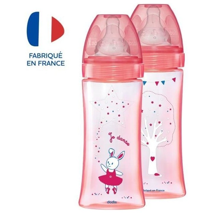 Dodie Biberon Initiation+ Anti-Coliques 3 Vitesses +6m Rose Danseuse L