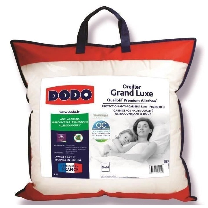 DODO Oreiller Grand luxe Quallofil Allerban - 60 x 60 cm - Blanc