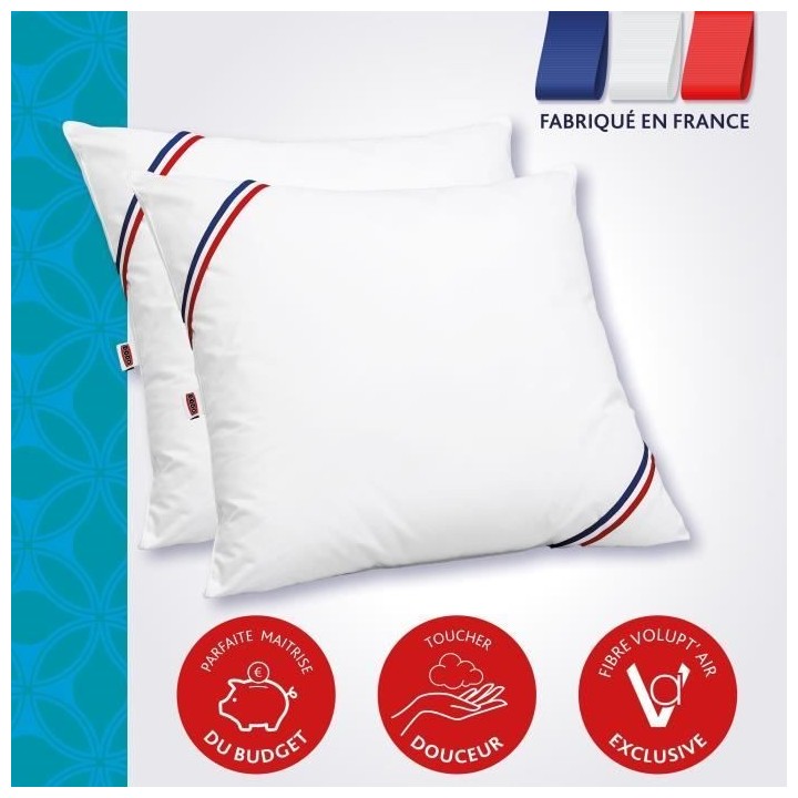 DODO Lot de 2 Oreillers Le Top Affaire - 60 x 60 cm - 100% Polyester V