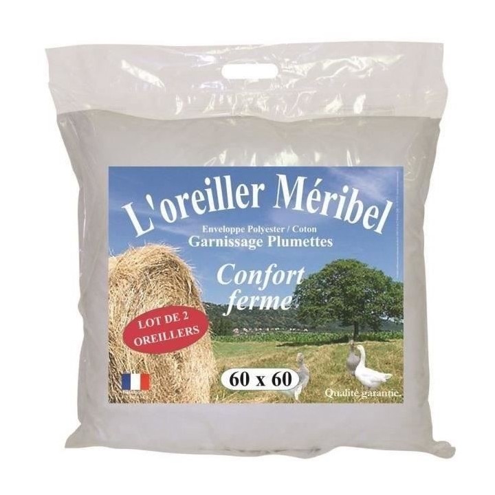 DODO Lot de 2 Oreillers MERIBEL Plumettes 60x60cm