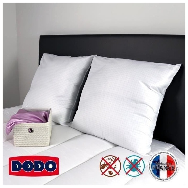 DODO Lot de 2 oreillers Total Protect 65x65 cm blanc