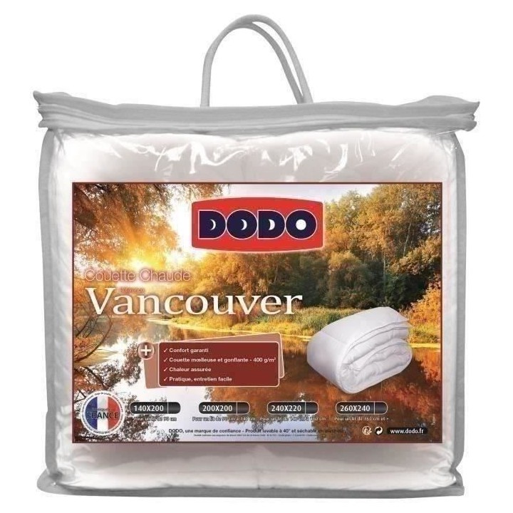 Couette chaude Vancouver - 240 x 260 cm - 400gr/m² - Blanc - DODO
