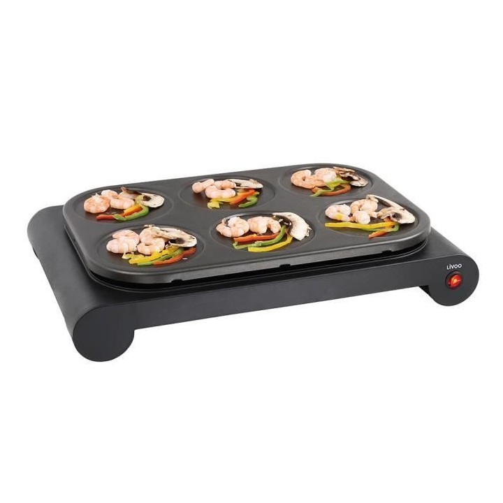 Crepiere électrique - LIVOO - DOM200 - 6 personnes - Antiadhésif - N