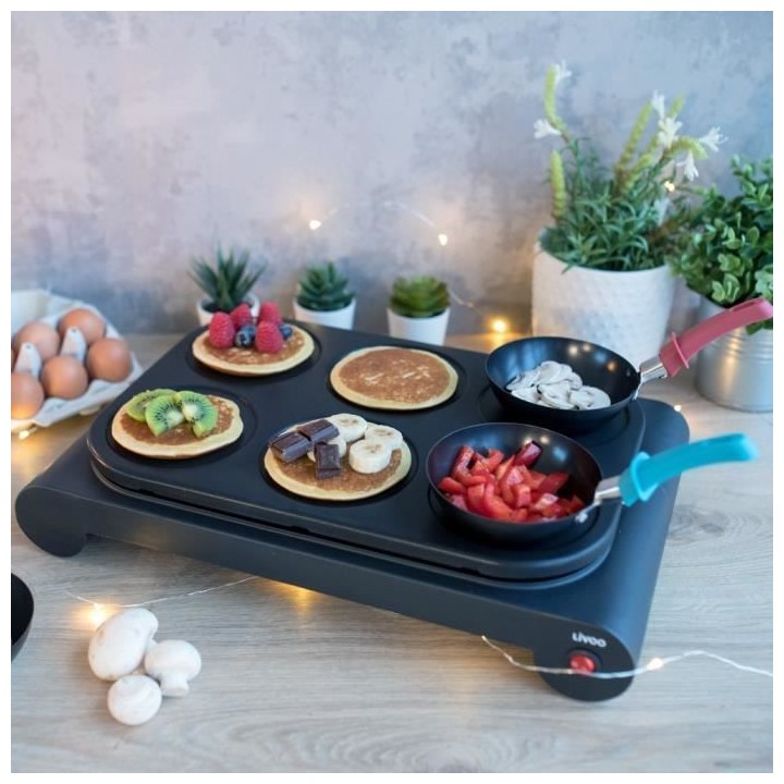 Crepiere électrique - LIVOO - DOM200 - 6 personnes - Antiadhésif - N